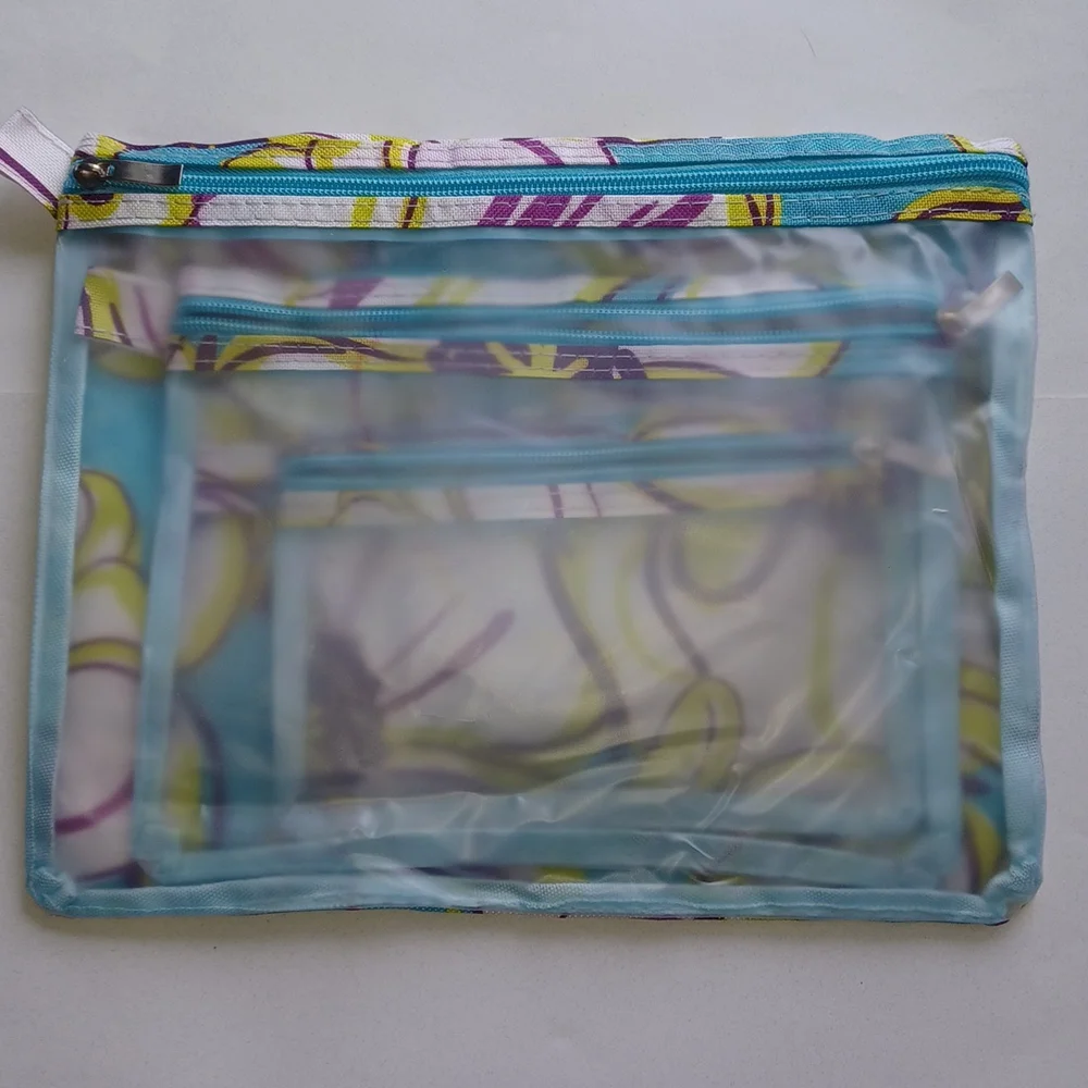 Clear Window zippered travel bag toiletry bag set of 3 zippered pouches Copy-4